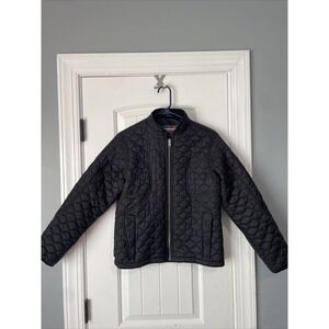 Obermeyer Jacket Boys 16 Black Quilted‎ Full Zip Winter Nylon Polyester